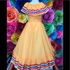 Mexican Jalisco two piece yellow  27” for 5 Mayo, Mexican party, Halloween days